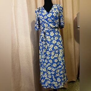 Ann Taylor Blue Floral Midi Dress
